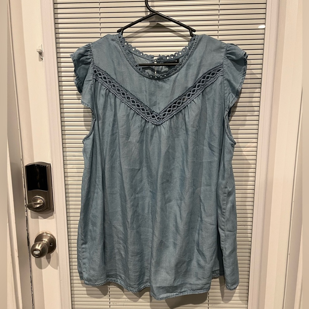 Torrid Plus size 14/16 1X Denim Babydoll Top Blouse NWT